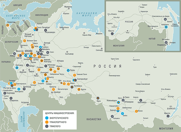 Центры машиностроения в России