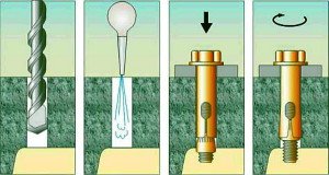 Фото схемы монтажа анкерного болта с гайкой, dragonkrep.ru
