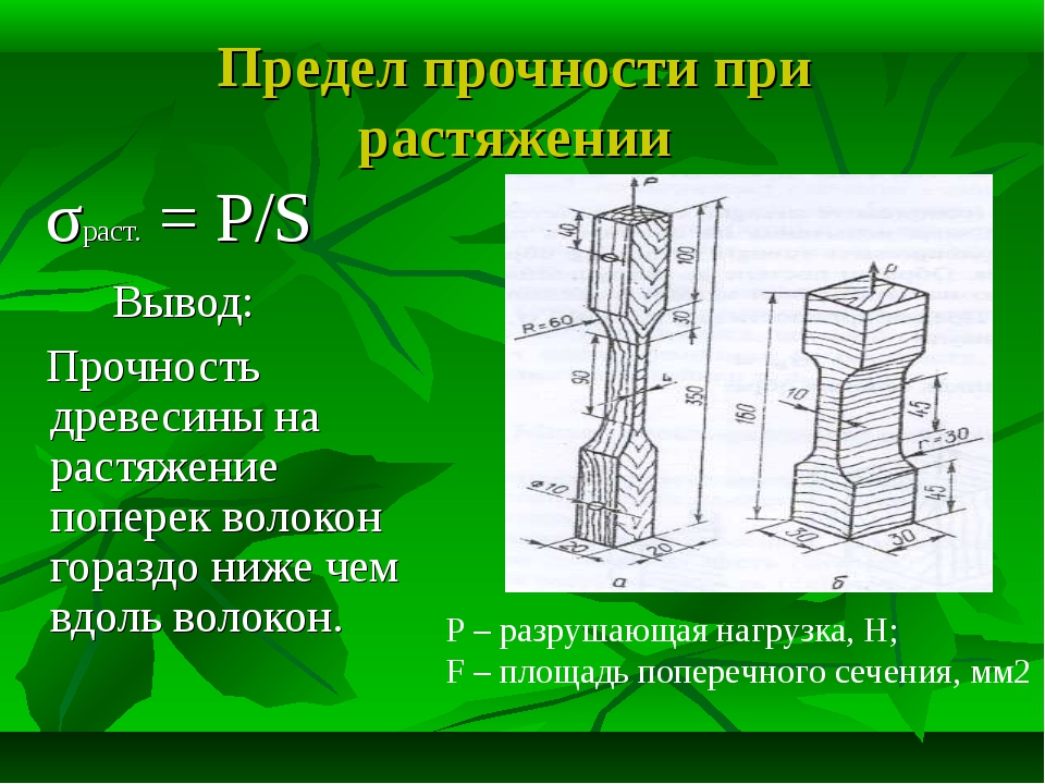 Временное сопротивление древесины определяют по результатам испытаний образцов