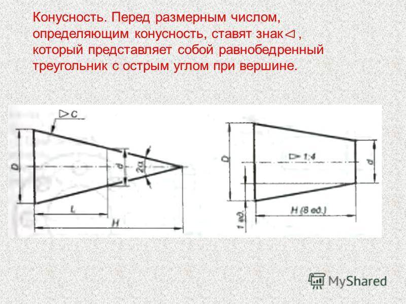 Конусность на чертеже как посчитать - морской флот