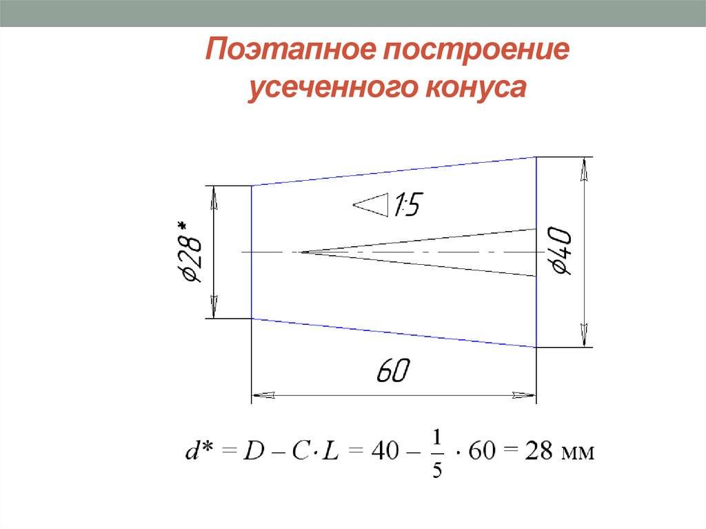 Как посчитать конусность на чертеже